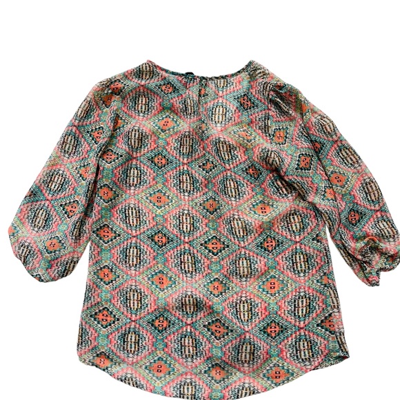Living Doll Casual Aztec Print Chiffon Blouse Size XS Women's - Picture 3 of 8